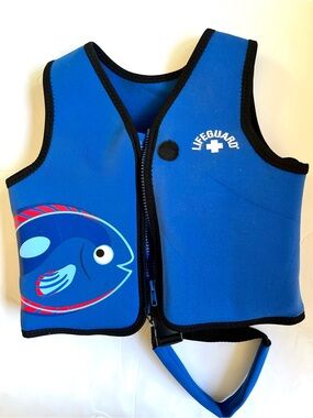 Blue Kids Swim Vest with Fish Graphic - LIFEGUARD